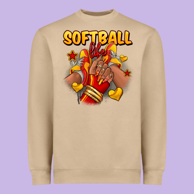 Heavyweight Sweatshirt Softball life afro girl sneakers