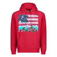 Cardinal american flag and teeth with flowers Premium Hoodie - AdoDesignShop