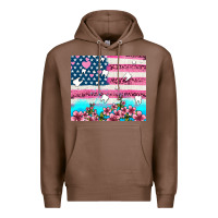 Chestnut american flag and teeth with flowers Premium Hoodie - AdoDesignShop