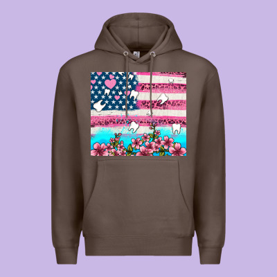 American Flag And Teeth With Flowers Premium Hoodie Designed By Adodesignshop