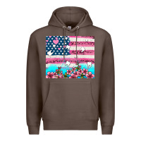 Coffee american flag and teeth with flowers Premium Hoodie - AdoDesignShop