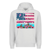 Dove Grey american flag and teeth with flowers Premium Hoodie - AdoDesignShop