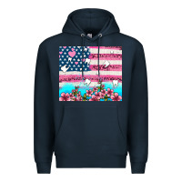 Navy american flag and teeth with flowers Premium Hoodie - AdoDesignShop