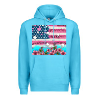 Ocean Blue american flag and teeth with flowers Premium Hoodie - AdoDesignShop