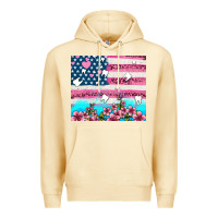 Pina Colada american flag and teeth with flowers Premium Hoodie - AdoDesignShop