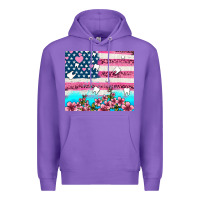 Purple american flag and teeth with flowers Premium Hoodie - AdoDesignShop