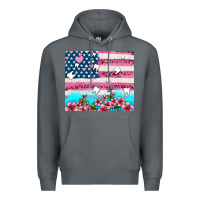 Rock american flag and teeth with flowers Premium Hoodie - AdoDesignShop