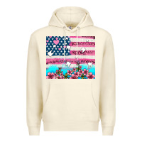 Sandshell american flag and teeth with flowers Premium Hoodie - AdoDesignShop