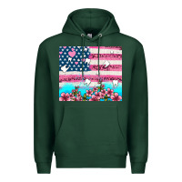 Sports Green american flag and teeth with flowers Premium Hoodie - AdoDesignShop