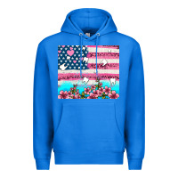 True Royal american flag and teeth with flowers Premium Hoodie - AdoDesignShop