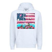 White american flag and teeth with flowers Premium Hoodie - AdoDesignShop