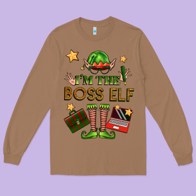 Im The Boss Elf Long Sleeve Tee Designed By Fadigitalartstudio