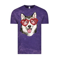 Cloud Purple husky with love glasses Vintage Tee - RanaPortraitStore