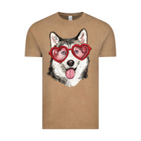 Vintage Coffee husky with love glasses Vintage Tee - RanaPortraitStore