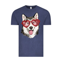 Vintage Denim husky with love glasses Vintage Tee - RanaPortraitStore