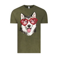 Vintage Olive husky with love glasses Vintage Tee - RanaPortraitStore