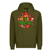 Army Green merry leopard merry christmas Premium Hoodie - MaliasSmallBusiness
