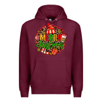 Burgundy merry leopard merry christmas Premium Hoodie - MaliasSmallBusiness