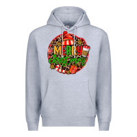 Heather Grey merry leopard merry christmas Premium Hoodie - MaliasSmallBusiness