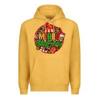 Mustard merry leopard merry christmas Premium Hoodie - MaliasSmallBusiness