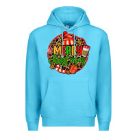 Ocean Blue merry leopard merry christmas Premium Hoodie - MaliasSmallBusiness