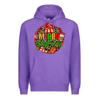 Purple merry leopard merry christmas Premium Hoodie - MaliasSmallBusiness