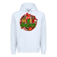 White merry leopard merry christmas Premium Hoodie - MaliasSmallBusiness