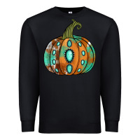 Black western cowhide turquoise pumpkin Premium Sweatshirt - Jasminsmagicworld