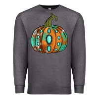 Charcoal Heather western cowhide turquoise pumpkin Premium Sweatshirt - Jasminsmagicworld