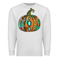 Oatmeal Heather western cowhide turquoise pumpkin Premium Sweatshirt - Jasminsmagicworld