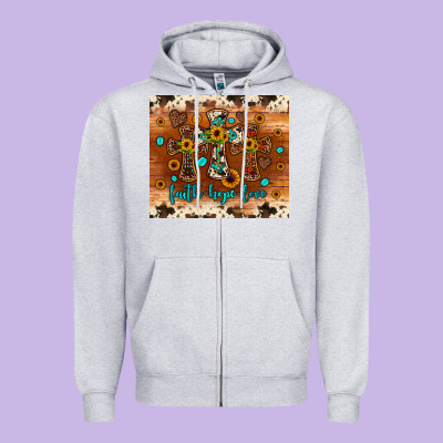 Faith Hope Love Cross Zipper Hoodie Designed By Jahusdesignshop
