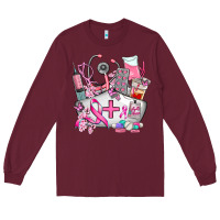 Burgundy nurse cancer Long Sleeve Tee - AdoDesignShop