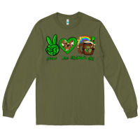 Army Green Peace love luck St. Patrick's Day Long Sleeve Tee - Neo Western