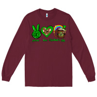 Burgundy Peace love luck St. Patrick's Day Long Sleeve Tee - Neo Western