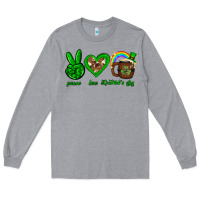 Heather Grey Peace love luck St. Patrick's Day Long Sleeve Tee - Neo Western