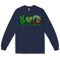 Navy Peace love luck St. Patrick's Day Long Sleeve Tee - Neo Western