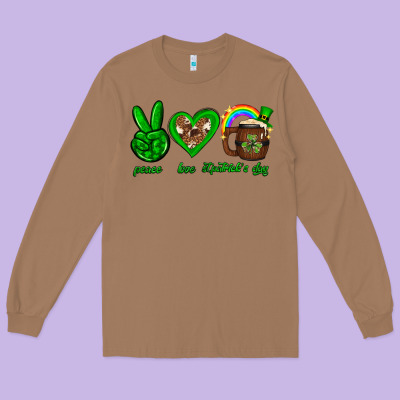 Peace Love Luck St. Patrick's Day Long Sleeve Tee Designed By Neo Western
