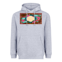 Heather Grey western pink flovers leopard serape   license plate template Heavyweight Hoodie - BarkalooDesign
