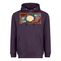 Plum western pink flovers leopard serape   license plate template Heavyweight Hoodie - BarkalooDesign