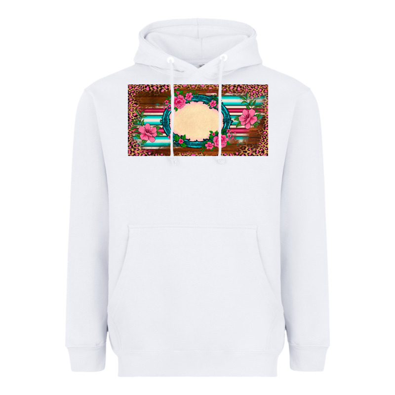 Western Pink Flovers Leopard Serape   License Plate Template Heavyweight Hoodie by BarkalooDesign | Teevron