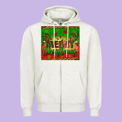 Merry Christmas Tumbler Zipper Hoodie Designed By Bundleandbundleshop