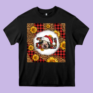 Joy Christmas Cow Heavy Core Tee Designed By Lillyallendesigns