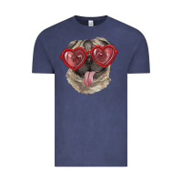 Vintage Denim pug with love glasses Vintage Tee - RanaPortraitStore