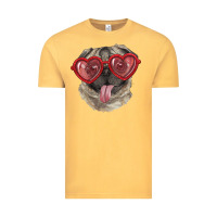 Vintage Mustard pug with love glasses Vintage Tee - RanaPortraitStore