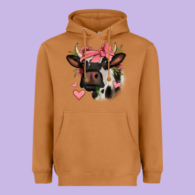 Valentines Day Cow Heavyweight Hoodie Designed By Jasminsmagicworld