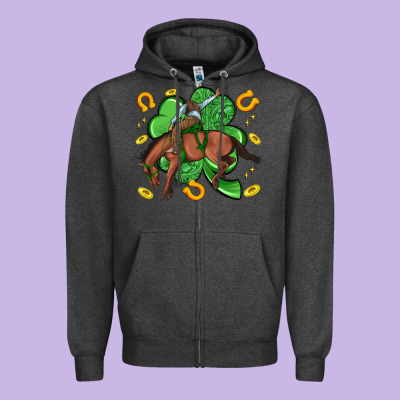 Cowboy With Shamrock Zipper Hoodie Designed By Artiststas