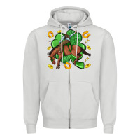 Dove Grey cowboy with shamrock Zipper Hoodie - Artiststas