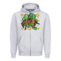 Heather Grey cowboy with shamrock Zipper Hoodie - Artiststas