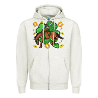 Oatmeal Heather cowboy with shamrock Zipper Hoodie - Artiststas
