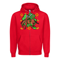Red cowboy with shamrock Zipper Hoodie - Artiststas